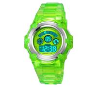TONSHEN Child Multifunction Outdoor Military Sport Waterproof Watch LED Electronic Double Time Plastic Digital Watches (Green)