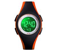 TONSHEN Children's Sport Watch for Boy 50M Waterproof LED Electronic Backlight Alarm Stopwatch Outdoor Digital Watches (Black Orange)