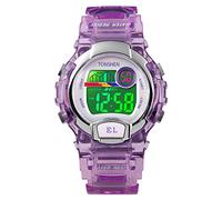 TONSHEN Children's Sport Watch for Boy and Girl 50M Waterproof Outdoor Military Multifunction LED Electronic Digital Watches Translucent Plastic Case with Rubber Band (Purple)