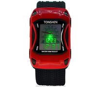 TONSHEN Children's Sports Cartoon Watch for Boy Multicolor LED Backlight 50M Waterproof Plastic Digital Watches with Rubber Band (Red)