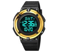 TONSHEN Digital Sport Mens Waterproof Watch LED Electronic Alarm Double Time Stopwatch Countdown Outdoor Military Rubber Band Plastic Watches (Gold)