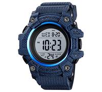 TONSHEN Digital Sport Watch for Men Multifunction 50M Waterproof LED Electronic Double Time Stopwatch Alarm Countdown Plastic Case with Rubber Band Outdoor Military Watches (Cowboy)