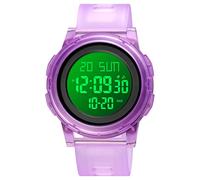 TONSHEN Digital Watch for Men and Women Multifunction Outdoor Military Sport Waterproof LED Electronic Double Time Plastic Watches (Purple)