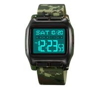 TONSHEN Digital Watch for Men Waterproof Multifunction Outdoor LED Electronic Alarm Double Time Countdown Running Plastic Watches (Camo)