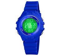 TONSHEN Girls and Boys Sport Watch Multicolor Backlight Waterproof Outdoor Multifunction Digital Watches Electronic Double Time Countdown Date Stopwatch Plastic Case with Rubber Band (Blue)