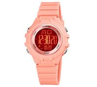 TONSHEN Girls and Boys Sport Watch Multicolor Backlight Waterproof Outdoor Multifunction Digital Watches Electronic Double Time Countdown Date Stopwatch Plastic Case with Rubber Band (Pink)