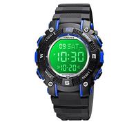 TONSHEN Kid’s Sport Watch Multicolor Backlight 50M Waterproof Outdoor Multifunction Digital Watches Plastic Case with Rubber Band Electronic Double Time Countdown Date Stopwatch (Black)