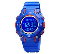 TONSHEN Kid’s Sport Watch Multicolor Backlight 50M Waterproof Outdoor Multifunction Digital Watches Plastic Case with Rubber Band Electronic Double Time Countdown Date Stopwatch (Blue)