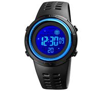 TONSHEN Kids Multicolor LED Light Digital Sports Watch 50M Waterproof Plastic Case with Rubber Band Multifunction Electronic Alarm Countdown Double Time (Blue)