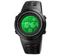 TONSHEN Kids Multicolor LED Light Digital Sports Watch 50M Waterproof Plastic Case with Rubber Band Multifunction Electronic Alarm Countdown Double Time (Black)