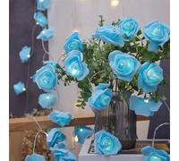 TONSHEN LED Rose Flower String Lights for Wedding Party Birthday Festival, Rose Flower Diameter 6CM, Battery Operated with Flashing Function (Blue, 40Roses-19.7ft)