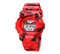 TONSHEN Men and Women Child Digital Sport Watch 50M Waterproof LED Back Light Outdoor Military Electronic Multifunction Plastic Case with Rubber Band Stopwatch Date Watches (Small Red)