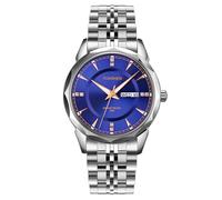 TONSHEN Men’s Analog Quartz Calendar Week Stainless Steel Watches (Blue)