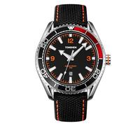 TONSHEN Mens Analog Quartz Stainless Steel Watches with Leather Band (Orange)