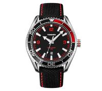 TONSHEN Mens Analog Quartz Stainless Steel Watches with Leather Band (Red)