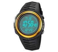 TONSHEN Mens Digital Compass Watch Outdoor Military Electronic Waterproof LED Multifunction Alarm Stopwatch Countdown Sport Wrist Watches (Yellow)