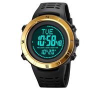 TONSHEN Mens Digital Compass Waterproof Watch Outdoor Military LED Electronic Alarm Stopwatch Countdown Sport Wrist Watches (Gold)