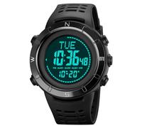 TONSHEN Mens Digital Compass Waterproof Watch Outdoor Military LED Electronic Alarm Stopwatch Countdown Sport Wrist Watches (Black)
