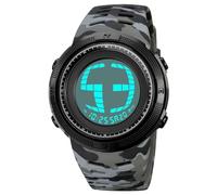 TONSHEN Mens Digital Sport Multicolor Watch Waterproof Outdoor Military Multifunction LED Electronic Stopwatch Alarm Back Light Watches (Gray)