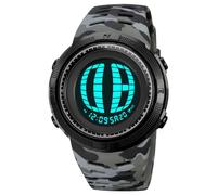 TONSHEN Mens Digital Sport Multicolor Watch Waterproof Outdoor Military Multifunction LED Electronic Stopwatch Alarm Back Light Watches (Gray 2)