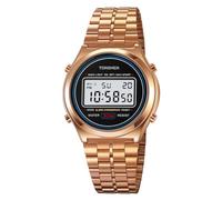 TONSHEN Mens Digital Sport Stainless Steel Watch Multifunction LED Electronic Stopwatch Alarm Backlight Wristwatches (Rose)