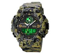 TONSHEN Mens Digital Sport Watch for Men 50M Waterproof LED Electronic Analog Quartz Double Time Plastic Rubber Big Dial Multifunction Watches (Camo)