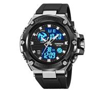 TONSHEN Mens Digital Watch Waterproof Analog Quartz LED Electronic Double Time Outdoor Military Sport Watches (White)