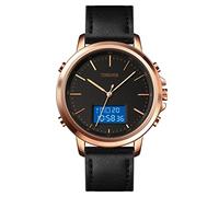 TONSHEN Mens Fashion Digital Watches LED Electronic Analog Quartz Double Time Multifunction Stopwatch Date Stainless Steel Case with Leather Band Watches (Rose)