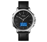 TONSHEN Mens Fashion Digital Watches LED Electronic Analog Quartz Double Time Multifunction Stopwatch Date Stainless Steel Case with Leather Band Watches (Silver)