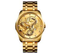 TONSHEN Mens Fashion Stainless Steel Watch Analog Quartz Date Watches (Gold)