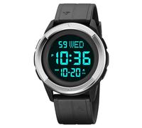 TONSHEN Mens Military Digital Sport Watches Multifunction Waterproof Outdoor LED Electronic Double Time Stopwatch Alarm Countdown Plastic Watch (Silver 2)