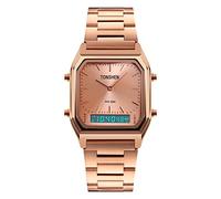 TONSHEN Mens Multifunction Outdoor Sport Watch Waterproof LED Back Light Alarm Stopwatch Analo Quartz LED Electronic Digital Three Time Stainless Steel Watches (Rose)