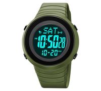 TONSHEN Mens Multifunction Watches Waterproof Sport Digital Countdown Alarm Double Time with Rubber Band Outdoor Plastic Wrist Watch (Green)