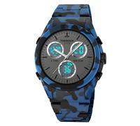 TONSHEN Mens Outdoor Sport Digital Watch Plastic Analog Quartz LED Electronic Three Time Waterproof Running Fitness Watches (Dark Blue)