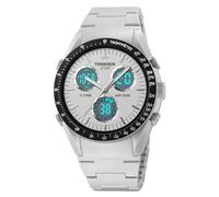 TONSHEN Mens Outdoor Sport Digital Watch Plastic Analog Quartz LED Electronic Three Time Waterproof Running Fitness Watches (White)