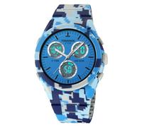 TONSHEN Mens Outdoor Sport Digital Watch Plastic Analog Quartz LED Electronic Three Time Waterproof Running Fitness Watches (Blue)