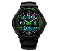 TONSHEN Men's Outdoors Sport Watch Back Light Military Watches Waterproof Electronic Calendar Analog Quartz Dual Time Army Running LED Digital Wristwatch for Men Women Teenagers Children - Green