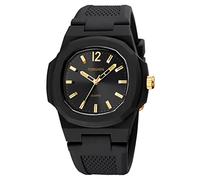 TONSHEN Mens Simple Fashion Analog Quartz Watch 50M Waterproof Plastic Case with Rubber Band Casual Style Wrist Watches (Gold)