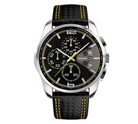 TONSHEN Men's Sport Analog Watches Comfortable PU Leather Strap with Stainless Steel Case Quartz Watch for Men Independence Small Dial Calendar Window (Yellow)