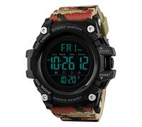 TONSHEN Multifunction Digital Sport Watch for Men Large Plastic Case with Rubber Band 50M Waterproof Outdoor Military LED Electronic Double Time Stopwatch Alarm Countdown Watches (Camo)