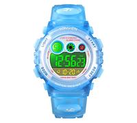 TONSHEN Multifunction Multicolor LED Back Light 50M Waterproof Outdoor Military Sport Watches for Boy Girl Electronic Digital Plastic Case with Rubber Band Simple Watch (Light Blue)