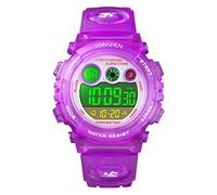 TONSHEN Multifunction Multicolor LED Back Light 50M Waterproof Outdoor Military Sport Watches for Boy Girl Electronic Digital Plastic Case with Rubber Band Simple Watch (Purple)