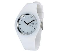 TONSHEN Simple Design Fashion Casual Analog Quartz Watch for Men and Women Multiple Colours Rubber Watches (White)