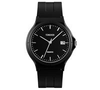 TONSHEN Simple Design Waterproof Watch for Girl Boy and Women Plastic Case with Rubber Band Fashion Casual Watches (All Black)