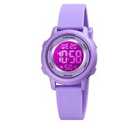 TONSHEN Sport Digital Watches for Kid Boy Child Multicolor LED Back Light 50M Waterproof Plastic Case with Rubber Band LED Multifunction Watch (Purple)