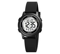 TONSHEN Sport Digital Watches for Kid Boy Child Multicolor LED Back Light 50M Waterproof Plastic Case with Rubber Band LED Multifunction Watch (Black)