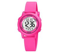 TONSHEN Sport Digital Watches for Kid Boy Child Multicolor LED Back Light 50M Waterproof Plastic Case with Rubber Band LED Multifunction Watch (Rose)