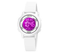 TONSHEN Sport Digital Watches for Kid Boy Child Multicolor LED Back Light 50M Waterproof Plastic Case with Rubber Band LED Multifunction Watch (White)