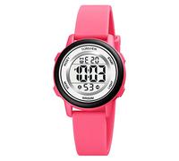 TONSHEN Sport Digital Watches for Kid Boy Child Multicolor LED Back Light 50M Waterproof Plastic Case with Rubber Band LED Multifunction Watch (Red)