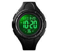 TONSHEN Sport for Men Waterproof 50M LED Electronic Digital Dual Time Outdoor Military Watch Countdown Alarm (Black)